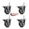 Service Caster 4 Inch Gray Polyurethane Wheel Swivel 58 Inch Threaded Stem Caster Set with Brake SCC SCC-TS20S414-PPUB-PLB-58212-4 - alternate 2